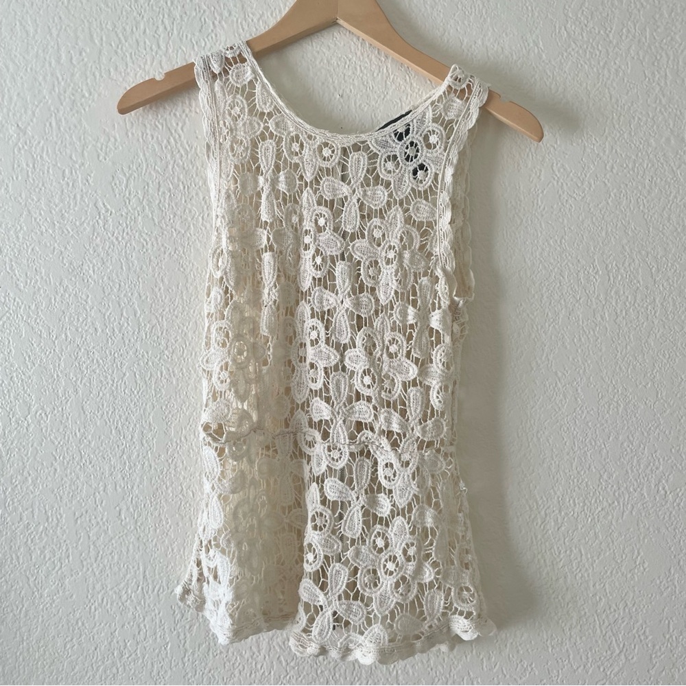 Cynthia Rowley Crochet peplum Top